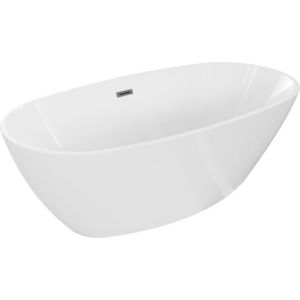 MEXEN/S Eris volně stojící vana 180 x 95, bílá, sifon a přepad grafit kartáčovaná 53441809500-66 obraz