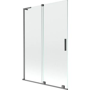 MEXEN/S Velar L dvoukřídlá posuvná vanová zástěna 120 x 150, transparent, grafit kartáčovaná 896-120-003-01-66 obraz