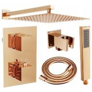 MEXEN/S Cube DR02 podomítkový sprchový SET + slim sprcha 30, růžové zlato 77502DR0230-60 obraz