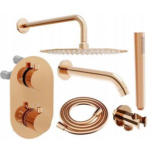 MEXEN/S Kai DR70 podomítkový vanový SET s výtokovou hubicí + slim sprcha 25, růžové zlato 77602DR70251-60 obraz