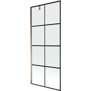 MEXEN/S Next vanová zástěna FIX 80x150, černý dekor, růžové zlato 895-080-000-00-77-60 obraz