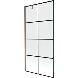 MEXEN/S Next vanová zástěna FIX 90x150, černý dekor, růžové zlato 895-090-000-00-77-60 obraz