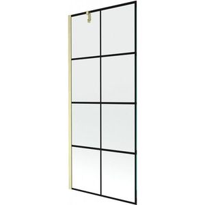 MEXEN/S Next vanová zástěna FIX 80 x 150, černá vzor, zlatá kartáčovaná 895-080-000-00-77-55 obraz