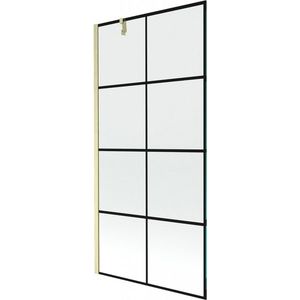 MEXEN/S Next vanová zástěna FIX 90 x 150, černá vzor, zlatá kartáčovaná 895-090-000-00-77-55 obraz