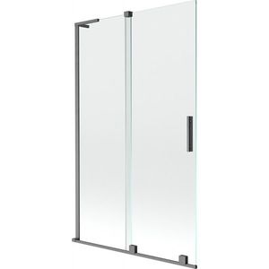 MEXEN/S Velar L dvoukřídlá posuvná vanová zástěna 110 x 150, transparent, grafit kartáčovaná 896-110-003-01-66 obraz