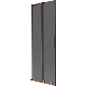 MEXEN/S Velar L dvoukřídlá posuvná vanová zástěna 70 x 150, grafit, měď kartáčovaná 896-070-003-41-65 obraz
