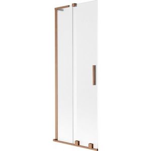 MEXEN/S Velar L dvoukřídlá posuvná vanová zástěna 75 x 150, dekor, měď kartáčovaná 896-075-003-31-65 obraz