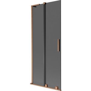 MEXEN/S Velar L dvoukřídlá posuvná vanová zástěna 80 x 150, grafit, měď kartáčovaná 896-080-003-41-65 obraz