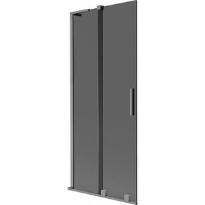 MEXEN/S Velar L dvoukřídlá posuvná vanová zástěna 80 x 150, grafit, grafit metal 896-080-003-41-95 obraz