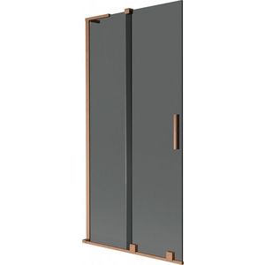 MEXEN/S Velar L dvoukřídlá posuvná vanová zástěna 90 x 150, grafit, měď kartáčovaná 896-090-003-41-65 obraz