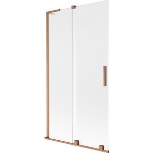 MEXEN/S Velar L dvoukřídlá posuvná vanová zástěna 100 x 150, dekor, měď kartáčovaná 896-100-003-31-65 obraz