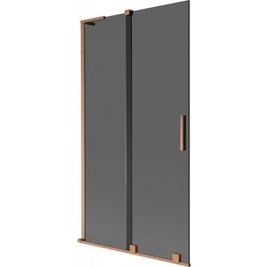 MEXEN/S Velar L dvoukřídlá posuvná vanová zástěna 100 x 150, grafit, měď kartáčovaná 896-100-003-41-65 obraz