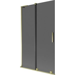 MEXEN/S Velar L dvoukřídlá posuvná vanová zástěna 110 x 150, grafit, zlatá 896-110-003-41-50 obraz