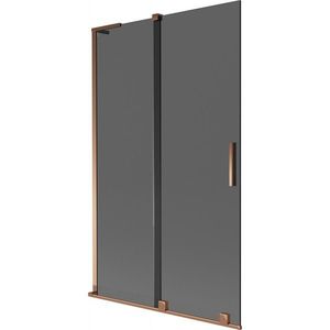 MEXEN/S Velar L dvoukřídlá posuvná vanová zástěna 110 x 150, grafit, růžové zlato 896-110-003-41-60 obraz