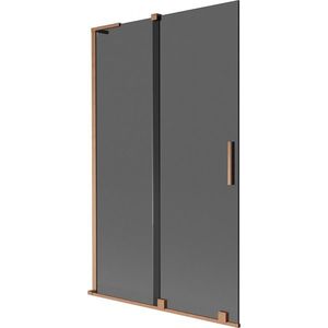 MEXEN/S Velar L dvoukřídlá posuvná vanová zástěna 110 x 150, grafit, měď kartáčovaná 896-110-003-41-65 obraz