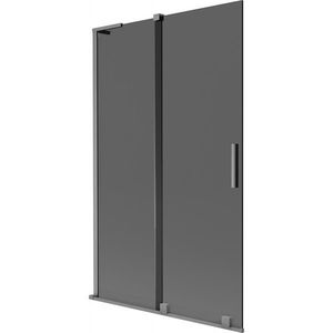 MEXEN/S Velar L dvoukřídlá posuvná vanová zástěna 110 x 150, grafit, grafit metal 896-110-003-41-95 obraz