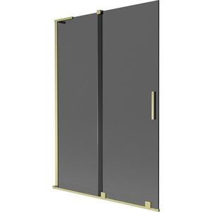 MEXEN/S Velar L dvoukřídlá posuvná vanová zástěna 120 x 150, grafit, zlatá kartáčovaná 896-120-003-41-55 obraz