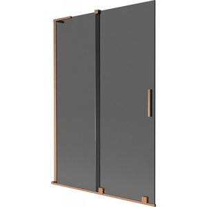 MEXEN/S Velar L dvoukřídlá posuvná vanová zástěna 120 x 150, grafit, měď kartáčovaná 896-120-003-41-65 obraz
