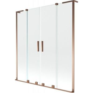 MEXEN/S Velar L Duo dvoukřídlá posuvná vanová zástěna 140 x 150, transparent, růžové zlato 896-140-003-02-60 obraz