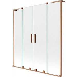MEXEN/S Velar L Duo dvoukřídlá posuvná vanová zástěna 140 x 150, transparent, měď kartáčovaná 896-140-003-02-65 obraz