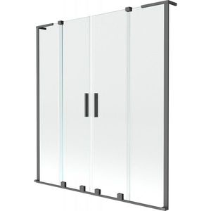 MEXEN/S Velar L Duo dvoukřídlá posuvná vanová zástěna 140 x 150, transparent, grafit metal 896-140-003-02-95 obraz