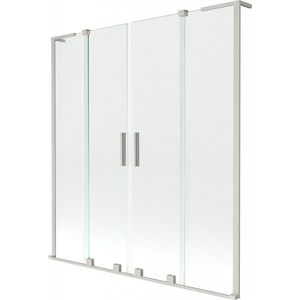 MEXEN/S Velar L Duo dvoukřídlá posuvná vanová zástěna 140 x 150, transparent, nikl kartáčovaný 896-140-003-02-97 obraz