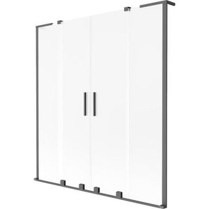 MEXEN/S Velar L Duo dvoukřídlá posuvná vanová zástěna 140 x 150, dekor, grafit metal 896-140-003-32-95 obraz