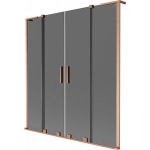 MEXEN/S Velar L Duo dvoukřídlá posuvná vanová zástěna 140 x 150, grafit, měď kartáčovaná 896-140-003-42-65 obraz