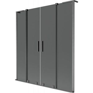 MEXEN/S Velar L Duo dvoukřídlá posuvná vanová zástěna 140 x 150, grafit, grafit kartáčovaná 896-140-003-42-66 obraz