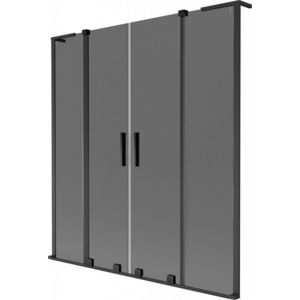 MEXEN/S Velar L Duo dvoukřídlá posuvná vanová zástěna 140 x 150, grafit, černá 896-140-003-42-70 obraz