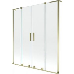 MEXEN/S Velar L Duo dvoukřídlá posuvná vanová zástěna 150 x 150, transparent, zlatá 896-150-003-02-50 obraz