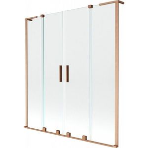 MEXEN/S Velar L Duo dvoukřídlá posuvná vanová zástěna 150 x 150, transparent, měď kartáčovaná 896-150-003-02-65 obraz