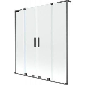 MEXEN/S Velar L Duo dvoukřídlá posuvná vanová zástěna 150 x 150, transparent, grafit kartáčovaná 896-150-003-02-66 obraz