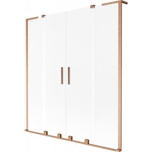 MEXEN/S Velar L Duo dvoukřídlá posuvná vanová zástěna 150 x 150, dekor, měď kartáčovaná 896-150-003-32-65 obraz