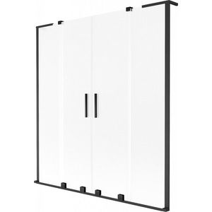 MEXEN/S Velar L Duo dvoukřídlá posuvná vanová zástěna 150 x 150, dekor, černá 896-150-003-32-70 obraz