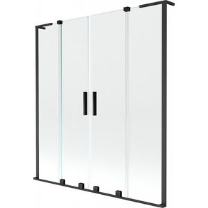 MEXEN/S Velar L Duo dvoukřídlá posuvná vanová zástěna 160 x 150, transparent, černá 896-160-003-02-70 obraz