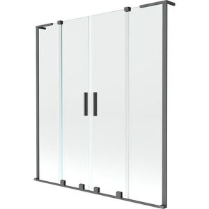 MEXEN/S Velar L Duo dvoukřídlá posuvná vanová zástěna 160 x 150, transparent, grafit metal 896-160-003-02-95 obraz