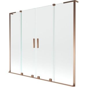 MEXEN/S Velar L Duo dvoukřídlá posuvná vanová zástěna 170 x 150, transparent, růžové zlato 896-170-003-02-60 obraz