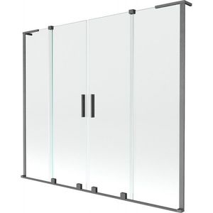 MEXEN/S Velar L Duo dvoukřídlá posuvná vanová zástěna 170 x 150, transparent, grafit kartáčovaná 896-170-003-02-66 obraz