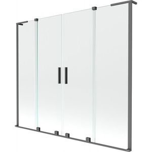MEXEN/S Velar L Duo dvoukřídlá posuvná vanová zástěna 170 x 150, transparent, grafit metal 896-170-003-02-95 obraz