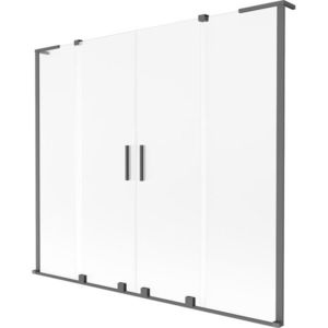 MEXEN/S Velar L Duo dvoukřídlá posuvná vanová zástěna 170 x 150, dekor, grafit metal 896-170-003-32-95 obraz