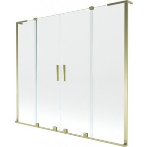 MEXEN/S Velar L Duo dvoukřídlá posuvná vanová zástěna 180 x 150, transparent, zlatá 896-180-003-02-50 obraz
