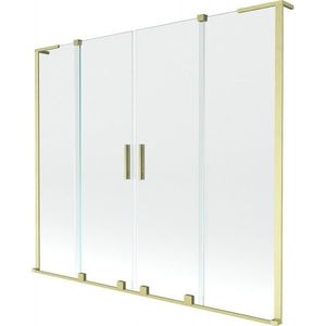 MEXEN/S Velar L Duo dvoukřídlá posuvná vanová zástěna 180 x 150, transparent, zlatá kartáčovaná 896-180-003-02-55 obraz