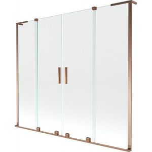 MEXEN/S Velar L Duo dvoukřídlá posuvná vanová zástěna 200 x 150, transparent, růžové zlato 896-200-003-02-60 obraz