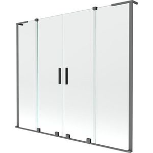 MEXEN/S Velar L Duo dvoukřídlá posuvná vanová zástěna 200 x 150, transparent, grafit metal 896-200-003-02-95 obraz