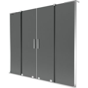 MEXEN/S Velar L Duo dvoukřídlá posuvná vanová zástěna 200 x 150, grafit, chrom 896-200-003-42-01 obraz