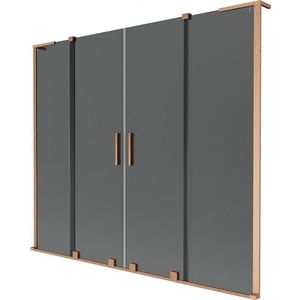MEXEN/S Velar L Duo dvoukřídlá posuvná vanová zástěna 200 x 150, grafit, měď kartáčovaná 896-200-003-42-65 obraz