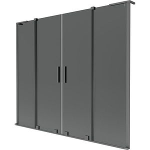 MEXEN/S Velar L Duo dvoukřídlá posuvná vanová zástěna 200 x 150, grafit, grafit metal 896-200-003-42-95 obraz