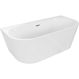 MEXEN/S Oval+ volně stojící vana przyścienna 170 x 80, bílá, sifon a přepad růžové zlato 52681708000-60 obraz
