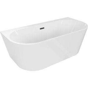 MEXEN/S Oval+ volně stojící vana przyścienna 170 x 80, bílá, sifon a přepad černá 52681708000-70 obraz